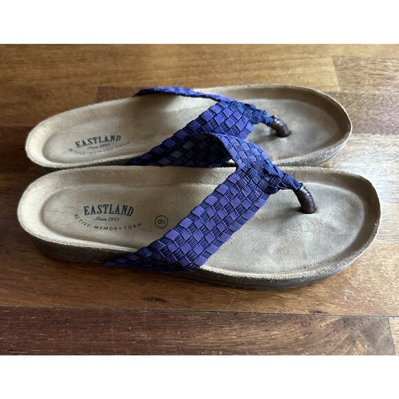 Eastland Ophella Sandals Thongs Cork Flip Flops Purple Braided Size 9 Women’s - Picture 1 of 6